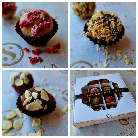 Кутия с 9/16 бонбона микс Бял шоколад/Ретро/Айриш крем