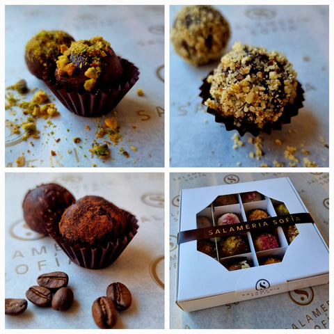 Кутия с 9/16 бонбона микс Декаденс/Ретро/Кафе и пекан