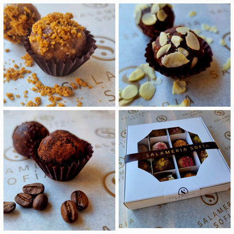 Кутия с 9/16 бонбона микс Солен карамел/Айриш крем/Кафе и пекан